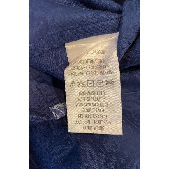 Robert Graham Long Sleeve Shirt Large, Dark Blue on blue pattern, Flip Cuff, Ful - Picture 7 of 8